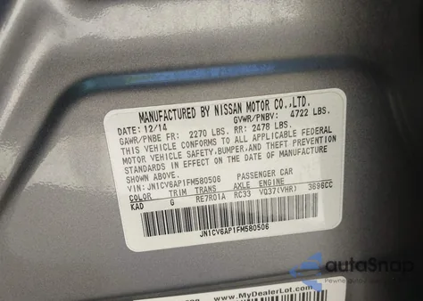 2015 Infiniti Q40 z USA, uszkodzony, nr VIN JN1CV6AP1FM580506